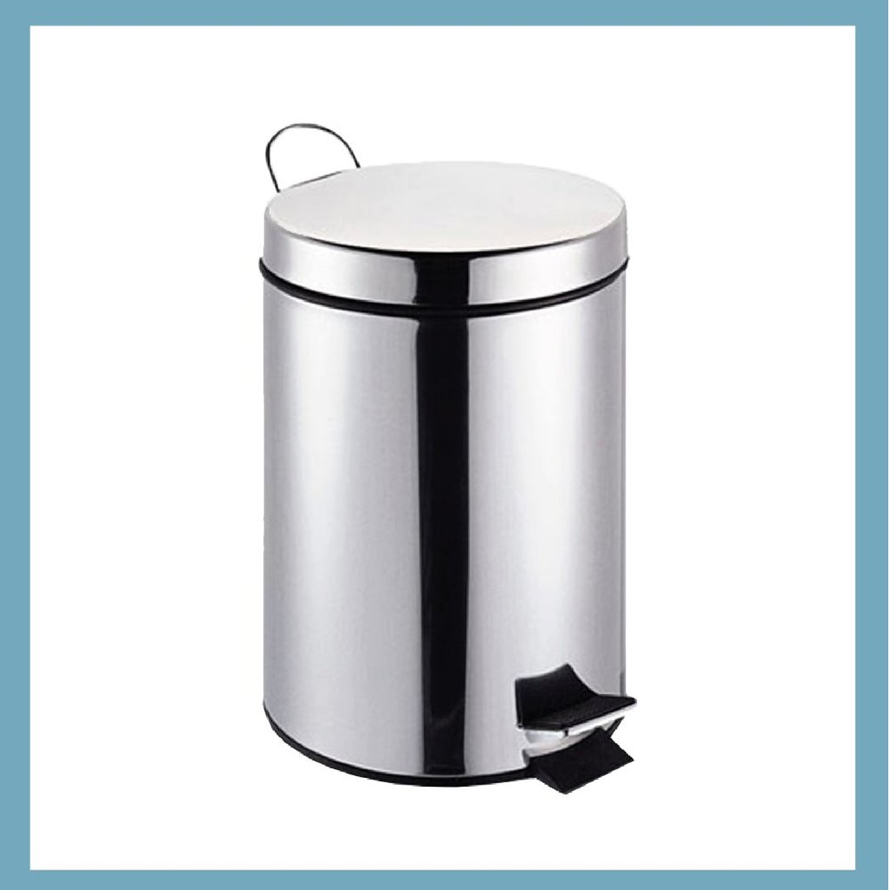 Round Stainless Steel Trash Can (12 Liters/ 3.2 Gallon)